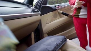 Public Agent Santa helper Matty Mila Perez public blowjob and big dick pov