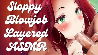 Layered Erotic ASMR Blowjob, Deepthroat and Dirty Talk by a Submissive Slut