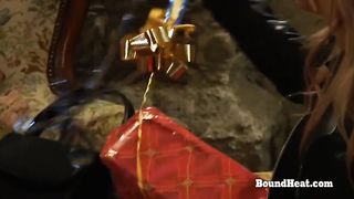 Submissive Lesbian Slave Receives Big Vibrating Strapon From Mistress