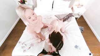 Babes take turns riding on a dick - TeenMegaWorld