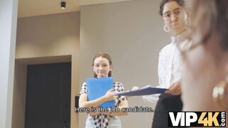 VIP4K. Sexy boss knows how to satisfy her assistant and new office worker