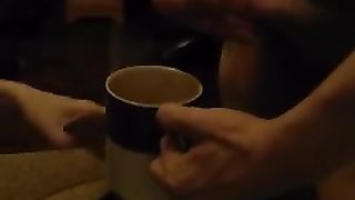 Submissive Takes Sir's Gift Added to her Morning Coffee