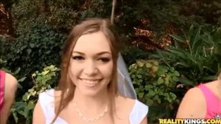 Pantyless bride and maids have fun