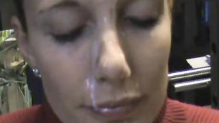 hard facial for submissive wife - sadistic husband