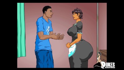 Thick Black Booty Toons - Mature Latin Maid get her big ass pounded by black teen