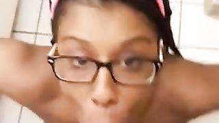 Submissive Ebony Sex Slave Sucks Master #SpittyBJ#Lipstick#DSL