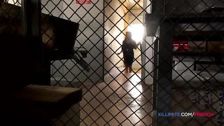 french meter maid gets pounded by 2 guys in a warehouse