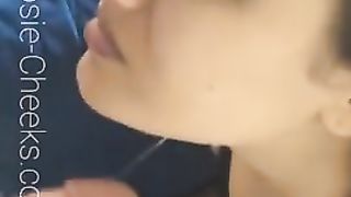 Submissive Girlfriend Sits on Hitachi while getting Face-Fucked