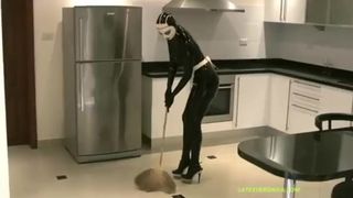 Manuela privat at her house //  Latex maid service in catsuit