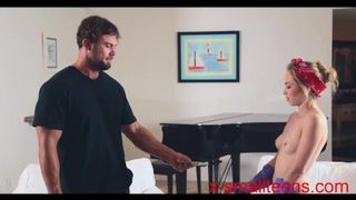 Cute sexy skinny maid paid blowjob