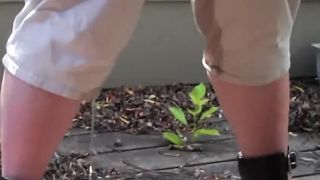 Submissive SSBBW Pisses on Patio