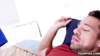 Stepdaughter niki lends a helping hand to her old man's cock
