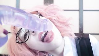 Cute School Girl Deepthroat Dildo