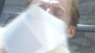 Two nurses getting the patient up with a blowjob