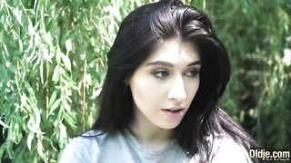 Grandpa fucks teen takes the teen tight pussy down town with titty cumshot