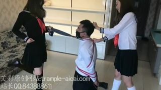 Chinese Femdom School Girls Torture Bondage Slave Ball Busting Trample Kick
