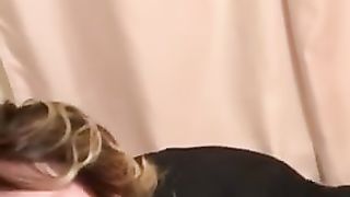 Handcuffed Hotwife Sucks Cock on Toilet