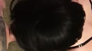 Handcuffed behind back Blowjob Cumshot on Glasses