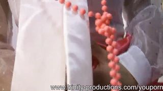 Busty MILF nurse femdom strapon handjob