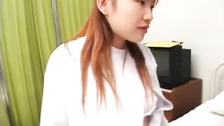 Rina Usui horny nurse takes patient cock in mouth and in pussy