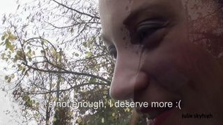 Julie Skyhigh Belgian Hooker Handcuffed in the Woods in Extreme High Heels