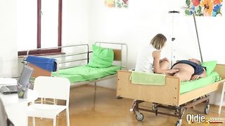 Grandpa at the doctor fucks hot young nurses in old young threesome porn