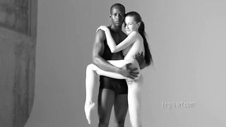 Cute pale european teen Emily Bloom in interracial sex behind scenes