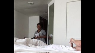 Hotel Maid catches me stroking my cock!