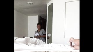 Hotel Maid catches me stroking my cock!