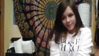 Pretty Rus Teen Undresses to try new Underwear, Dances in Maid Dress only