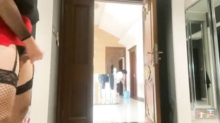 Crossdressing and Dickflash to my Maid_4