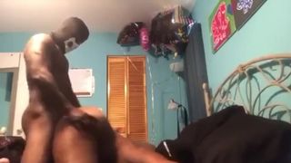 Thick Ebony Maid Gets Fuck with Mask on