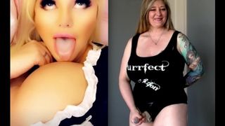 Big Tits Tattooed MILF Futanari Jerks off to French Maid with Big Tits