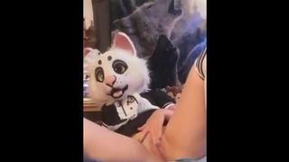 Furry Teen Maid Plays with Big Dildo for you