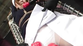 Tied Oriental in Maid Uniform Teased with Multiple Sex Toys