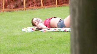 Hot girl getting fucked by a senior in the garden