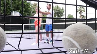 Tennis lesson by not creepy stepbrother