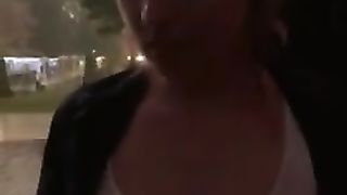 Two Hot Friends Kissing in the Rain *HARD NIPPLES NO BRA*
