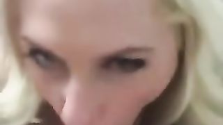 Busty Blonde Wife makes Eye Contact while Sucking Cock