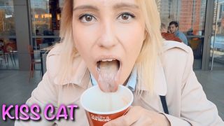 ✮POV Public in Wendis✮ Teen Sucking Dick & Drink Coffe with CUM