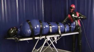 Latex Girl Heavy Rubber Slave in Inflatable Bondage Bag and Breath Control