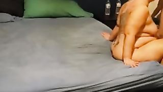 Gagged by a Big Dick, Tied, Double Penetration with Dildo and Surprise Ass