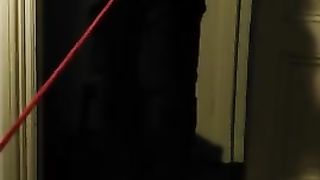 Standing Selfbondage with Tied Balls