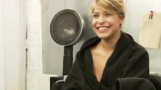 Filthy whore gets fucked in a hair salon