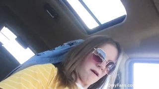 British Chick has a Sneaky Starbucks Parking Lot Orgasm from my OnlyFans!