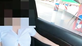 Thai Student Show Tits in Gas Station