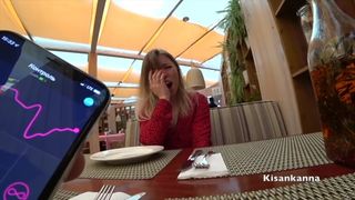Teen Girl get Orgasm in Restaurant! Public Cum! Lovense! Kisankanna