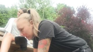 Princess Cheryl Foot Domination in Public Park on Slave Girl