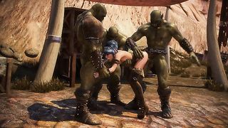3D Elf Warrior Girl Gangbanged by Orcs!