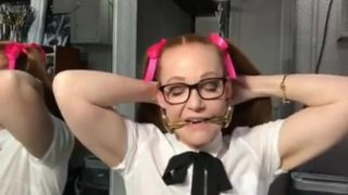 Slave Girl Shows Metal Gag for Uncontrollable Drooling